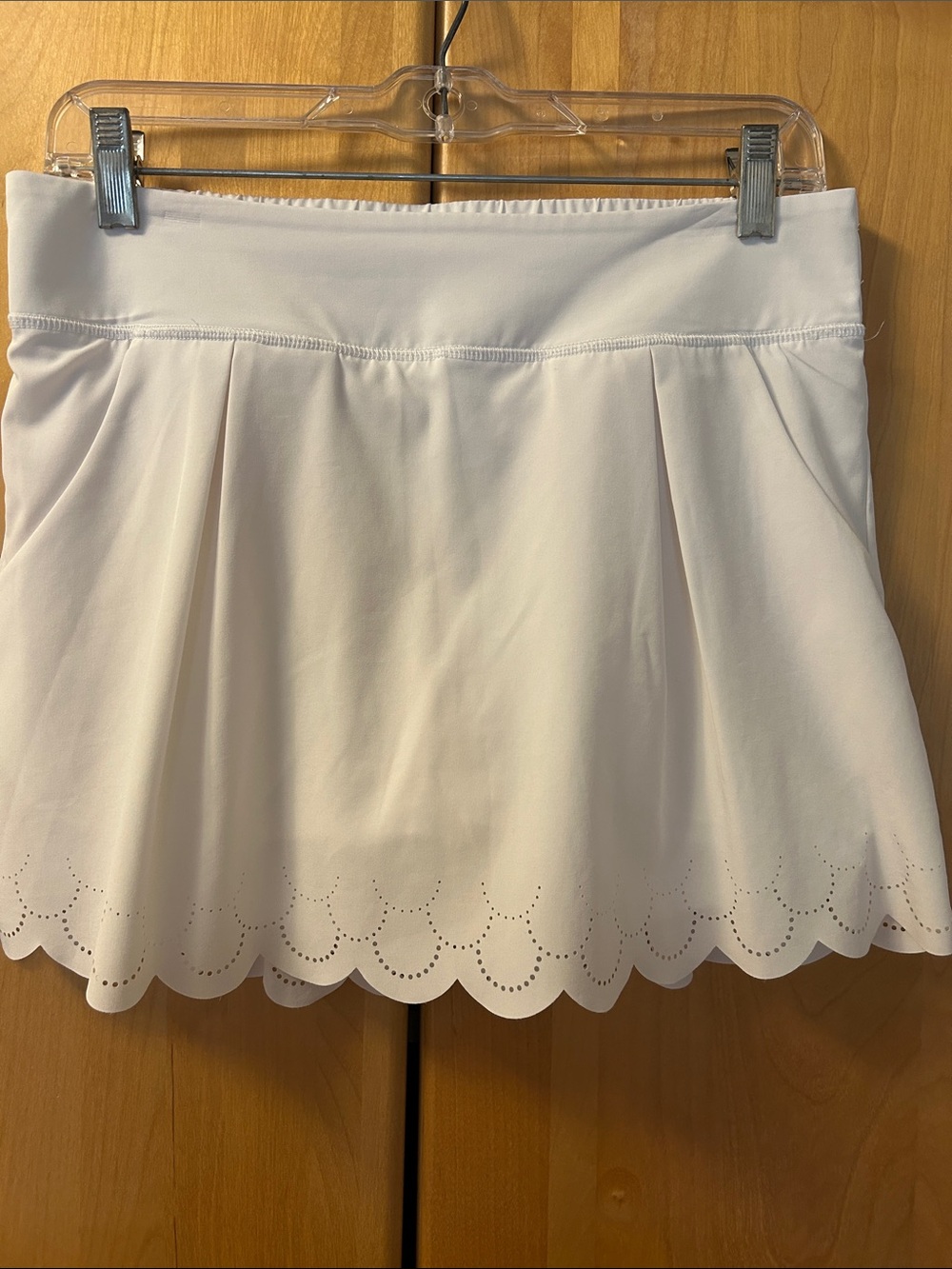 White Women's Scalloped Hem Skort